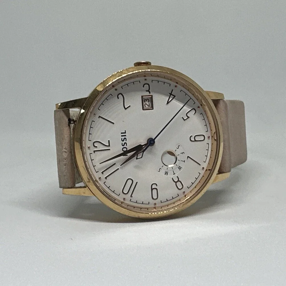 Fossil ES3991 Women Leather Stainless Steel Analog Dial Quartz Wristwatch HME741